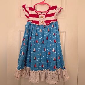 SweetHoney Red and Blue Sailboat Tunic & Shorts